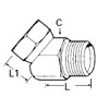 FEMALE PIPE SWIVEL TO MALE PIPE 45º ELBOW